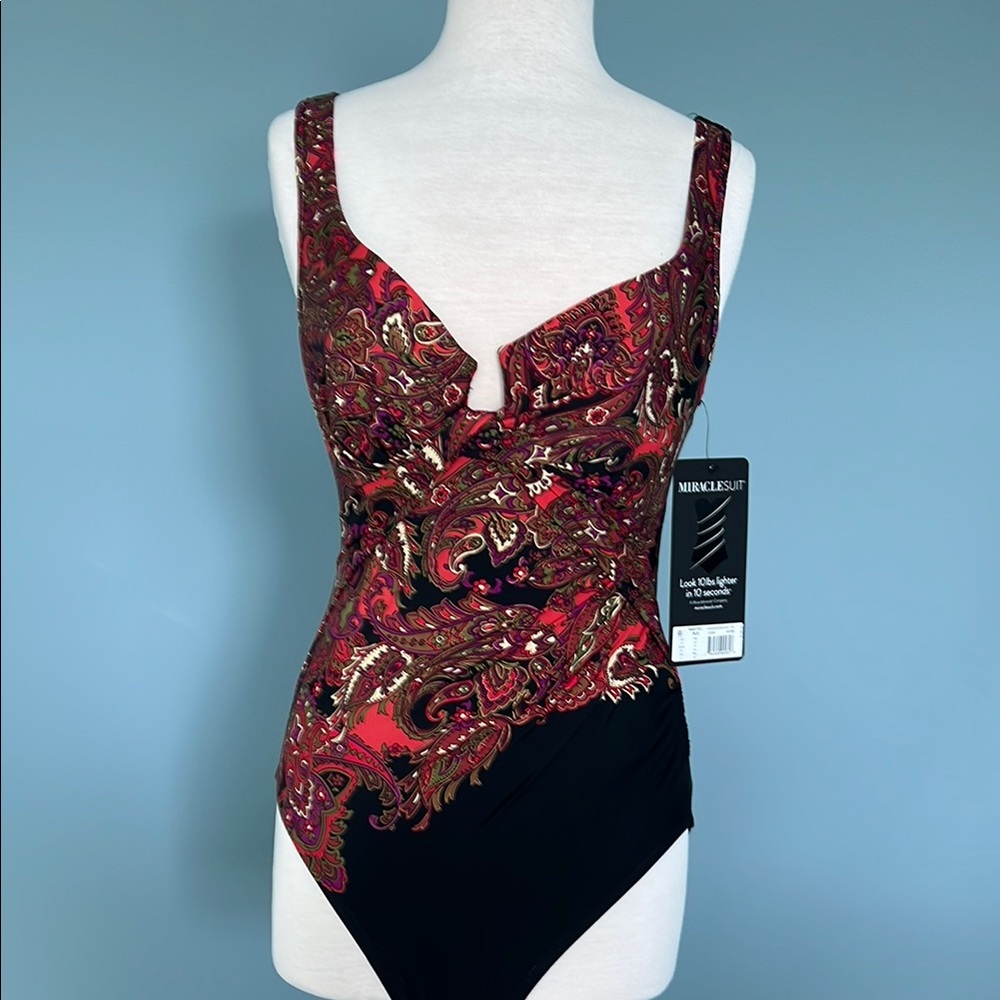 Miraclesuit Paisley Red and Black One-Piece